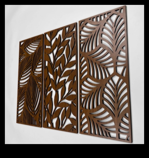 Koka sienas mākslas skulptūras: izveidojiet izmēru gabalus triecienam