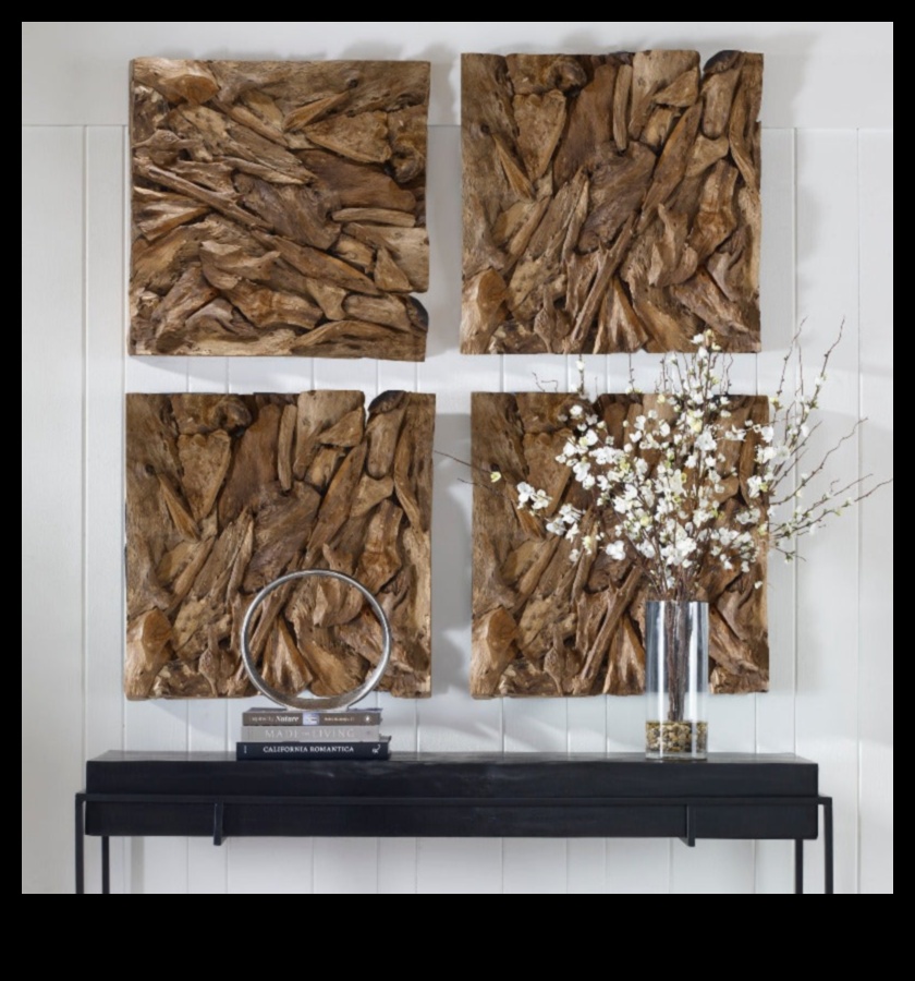 Koka sienas mākslas skulptūras: izveidojiet izmēru gabalus triecienam